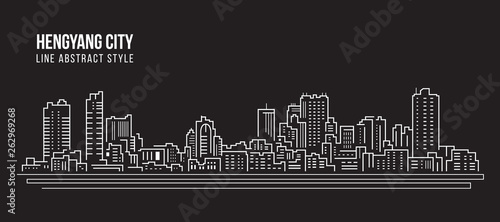 Cityscape Building Line art Vector Illustration design - Hengyang city