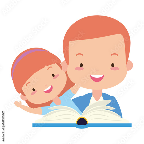 father daughter with book