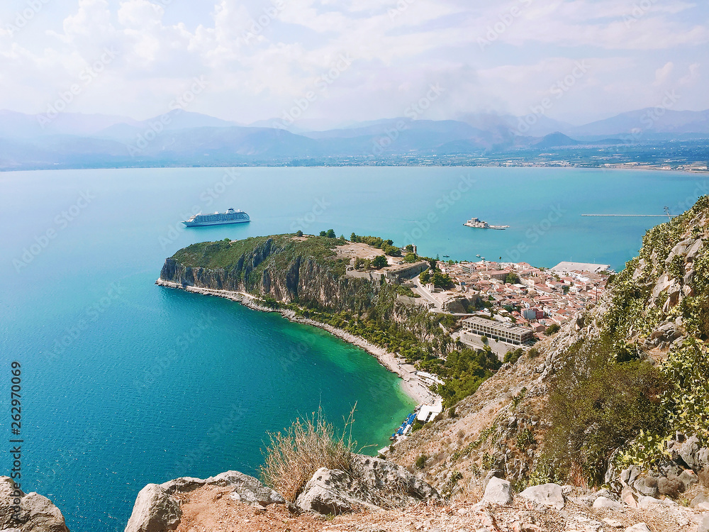 view of mykonos island of greece