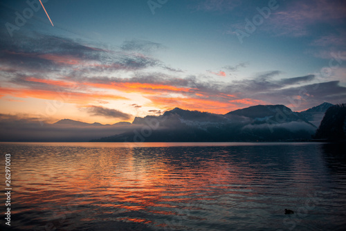 View of Lake Lucerne  Switzerland  at sunrise