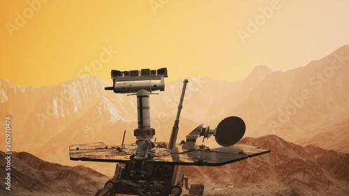 Oppotunity Mars exploring the surface of red planet. Elements of this image furnished by NASA photo