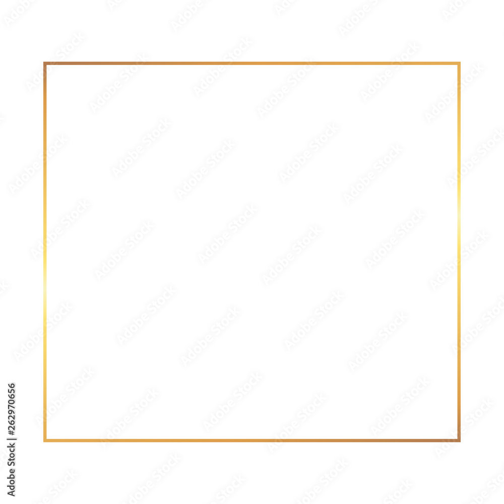 Golden thin square frame on the white background. Perfect design for headline, logo and sale banner. Golden thin square frame on the white background. Perfect design for headline, logo and sale banner.