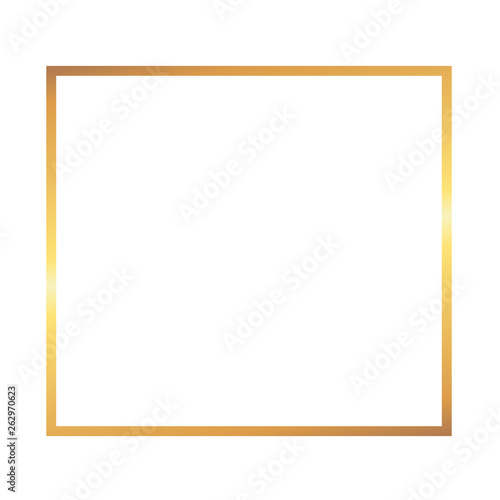 Golden thin square frame on the white background. Perfect design for headline, logo and sale banner.