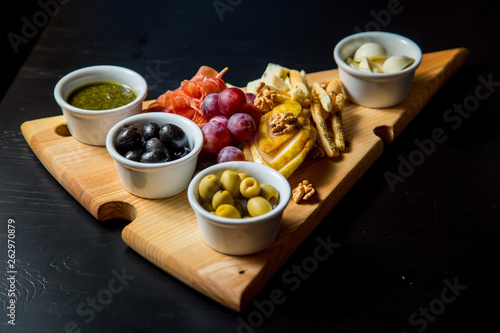 olives cheese grapes sauce snacks