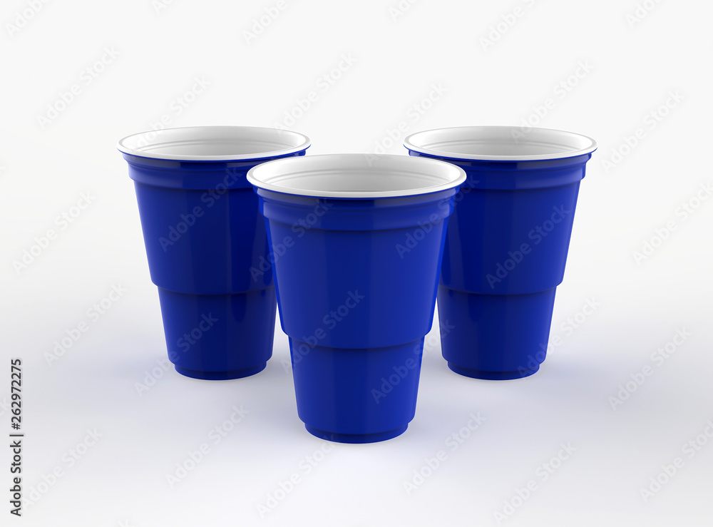 plastic party cups set, isolated on white background. 3d illustration plastic party cups set, isolated on white background. 3d illustration