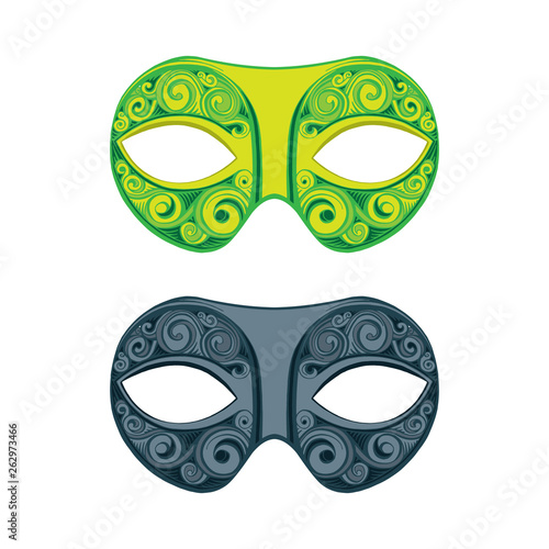 Mask. Carnival mask. Vintage style hand drawn carnival mask. Part of set.
