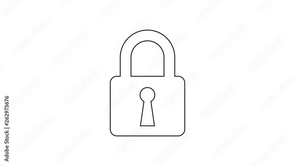 Grey Lock line icon on white background. Closed padlock sign. Cyber security concept. Digital data protection. Safety safety. 4K Video motion graphic animation Grey Lock line icon on white background. Closed padlock sign. Cyber security concept. Digital data protection. Safety safety. 4K Video motion graphic animation