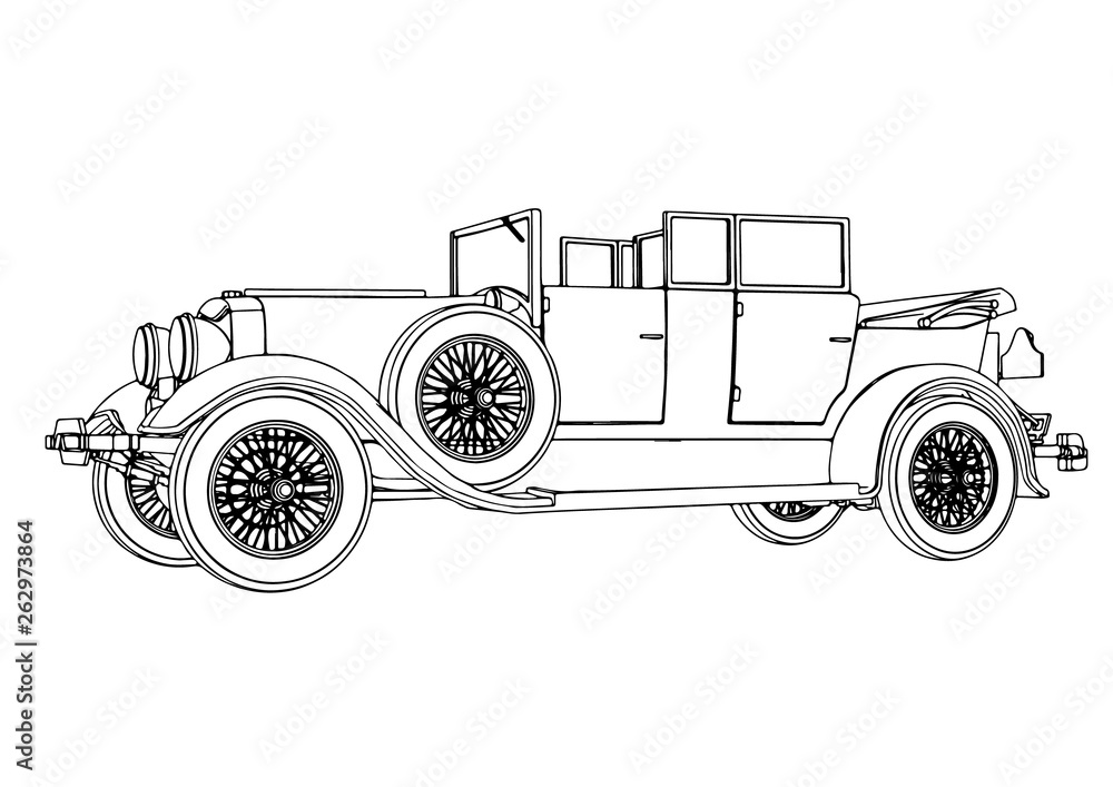 vintage car sketch vector