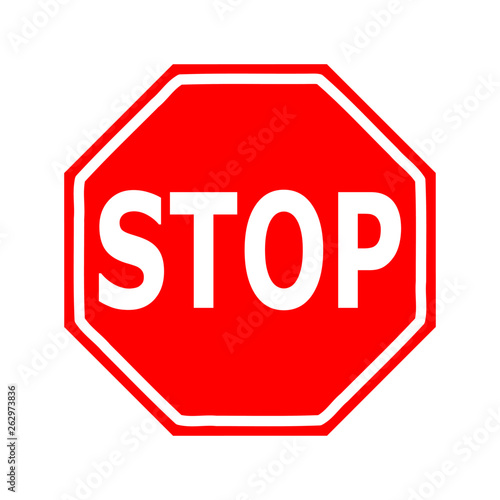 Red Stop Sign isolated on white background. Traffic regulatory warning stop symbol. Vector illustration