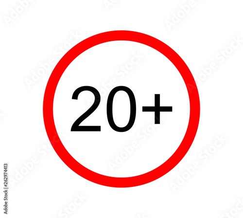 Under 20 years prohibition sign. adults only. Number twenty in red crossed circle. symbols isolated on white background vector illustration. Free Download Under 20 years prohibition sign. adults only. Number twenty in red crossed circle. symbols isolated on white background vector illustration. - GFXLoad
