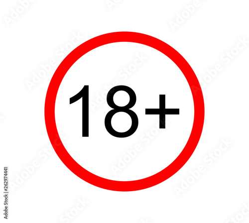 Under 18 years prohibition sign. adults only. Number eighteen in red crossed circle. symbols isolated on white background vector illustration.