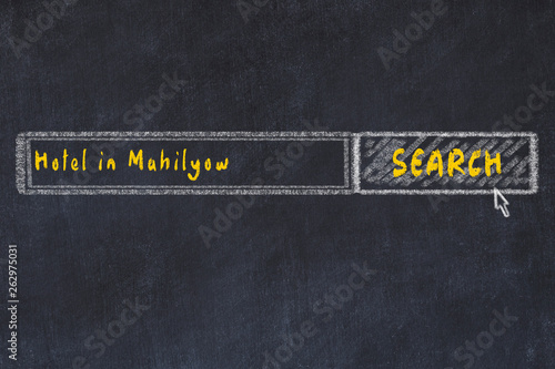Chalk sketch of search engine. Concept of searching and booking a hotel in Mahilyow photo