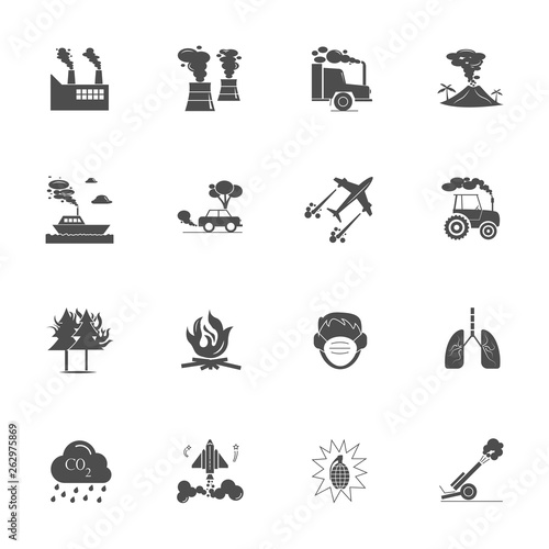 Air pollution icon set