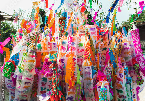 Colorful Tung Lanna style Flags Northern Thailand © Praneat