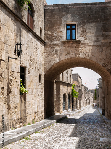 The Street of the Knights in Rhodes Old Town is a well preserved medieval cobbled street that was used by The Knights of the order of St John