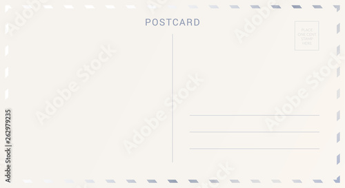 Postcard back decorated with silver or platinum foil. Elegant travel card design.
