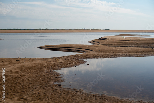 Sand beach. curved coastline