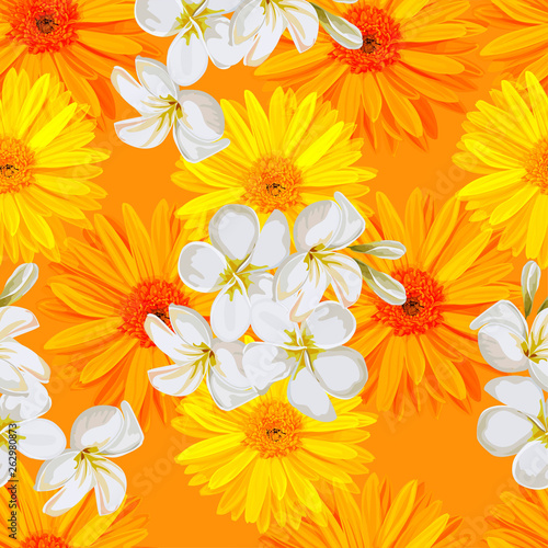 Seamless pattern with tropical flower vector illustration