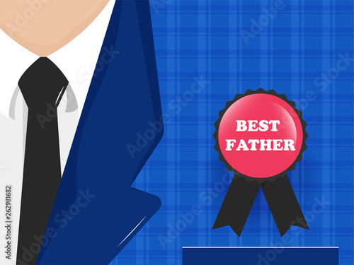 Creative illustration of formal suit with necktie and badge for Best Father's Day celebration concept.