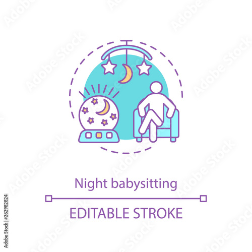 Night, evening babysitting concept icon