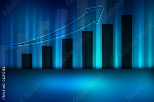 Blue Abstract background, graph investment data, the money investment background abstract