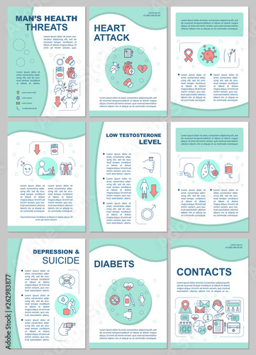 Men's health threats and risks brochure template layout