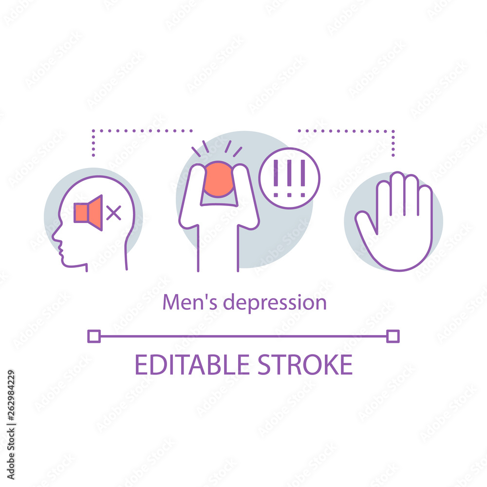 Men's depression concept icon