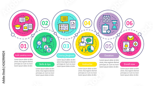 Public speaking course vector infographic template