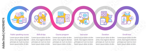 Public speaking course vector infographic template