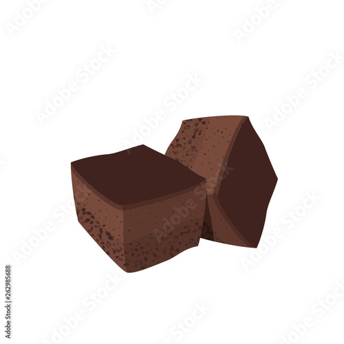 Cubic portions of brownie. Vector illustration cartoon flat icon isolated on white.