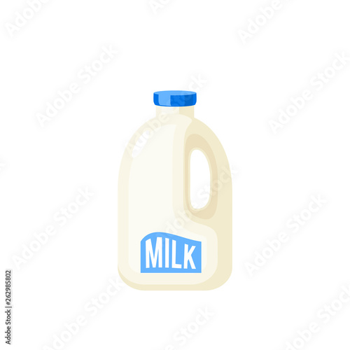 Gallon of milk, plastic package. Vector cartoon illustration flat icon isolated on white.