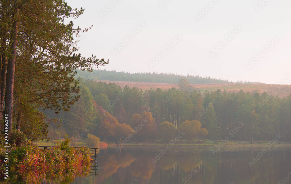 Autumn landscape of lake and trees