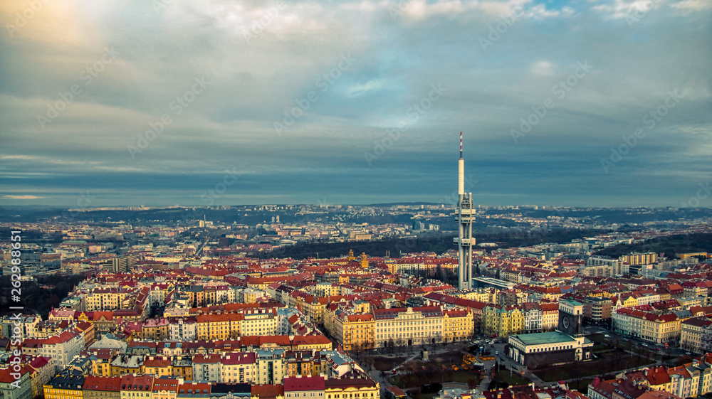 Obraz premium Prague aerial view of tv tower