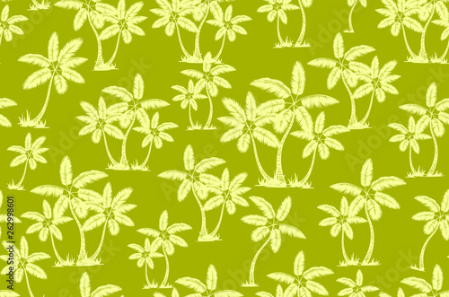 Seamless tropical palms pattern. Summer endless hand drawn vector background of palm trees can be used for wallpaper, wrapping paper, textile printing.