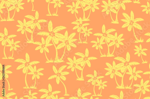 Seamless tropical palms pattern. Summer endless hand drawn vector background of palm trees can be used for wallpaper, wrapping paper, textile printing.