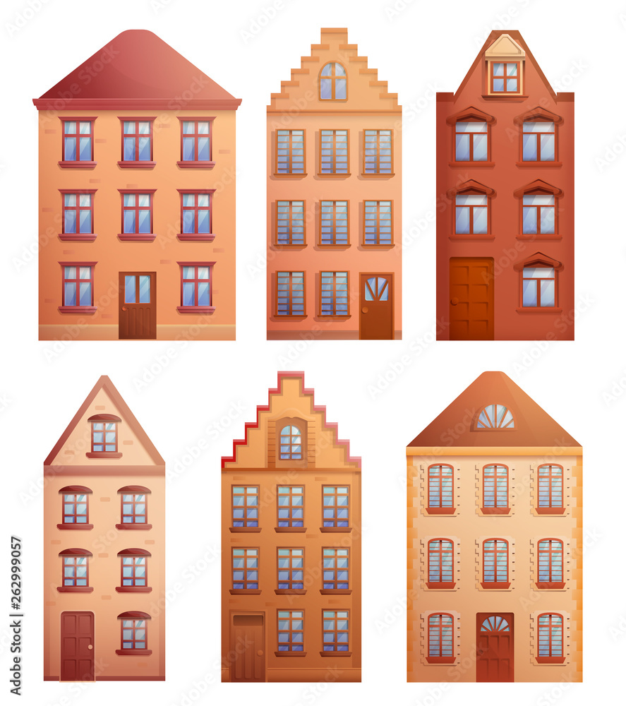 set of old houses, illustration vector