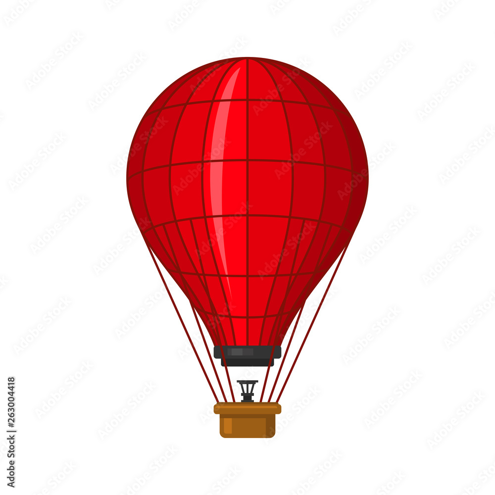 Naklejka premium Hot Air Balloon Icon. Flat Style Vector