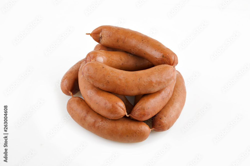 raw sausages for barbecue, isolated on white background raw sausages for barbecue, isolated on white background