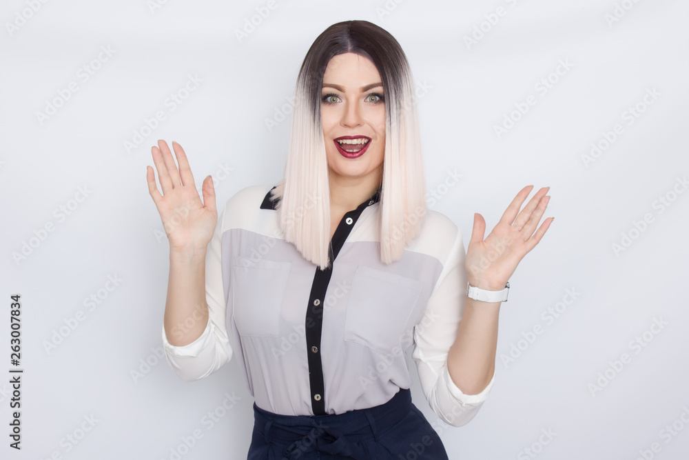 Blonde secretary woman over white background Blonde secretary woman over white background