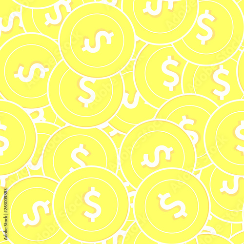 American dollar gold coins seamless pattern. Extra