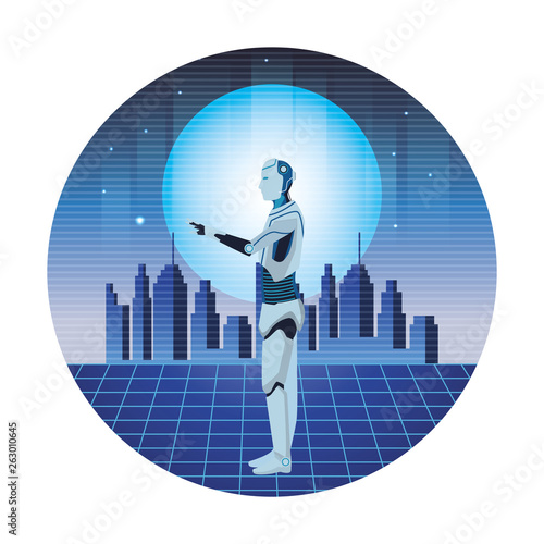 humanoid robot avatar round icon