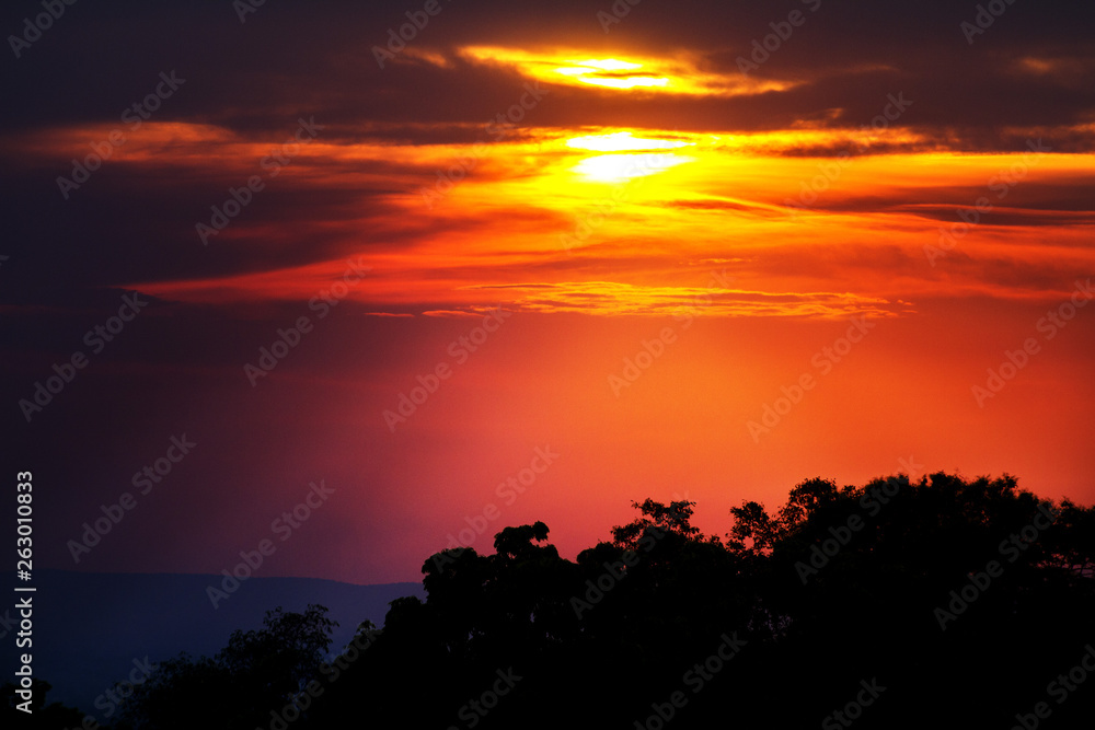 sunset with dramatic clouds.