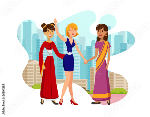 International Visit Color Vector Illustration