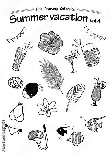 Summer vacation 4 -Line Drawing Collection-