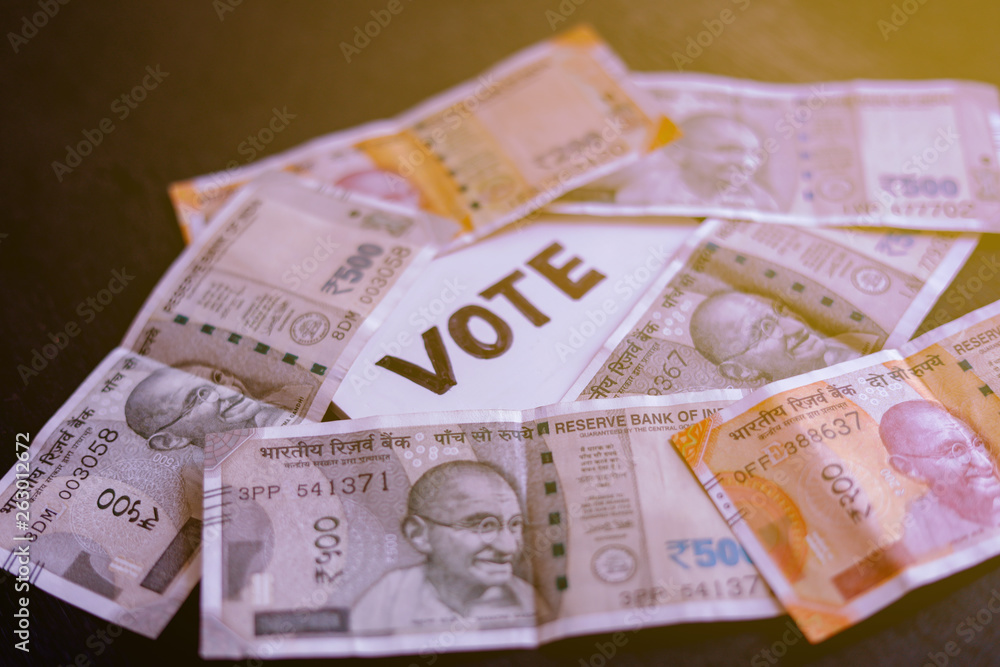 Concept of showing a cash for vote Concept of showing a cash for vote