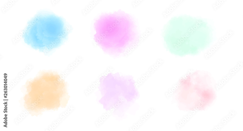 Colorful watercolor spot set for your design, vector.