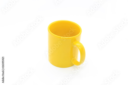 Bright yellow ceramic cup