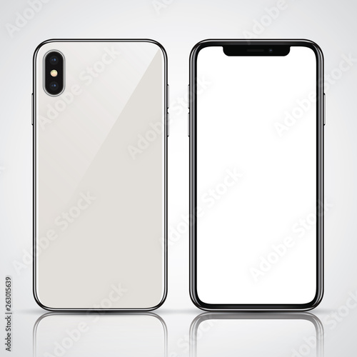 silver smartphone with a blank screen and reflection