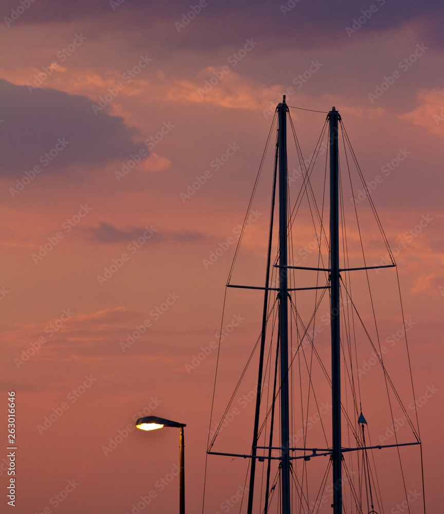 ship at sunset