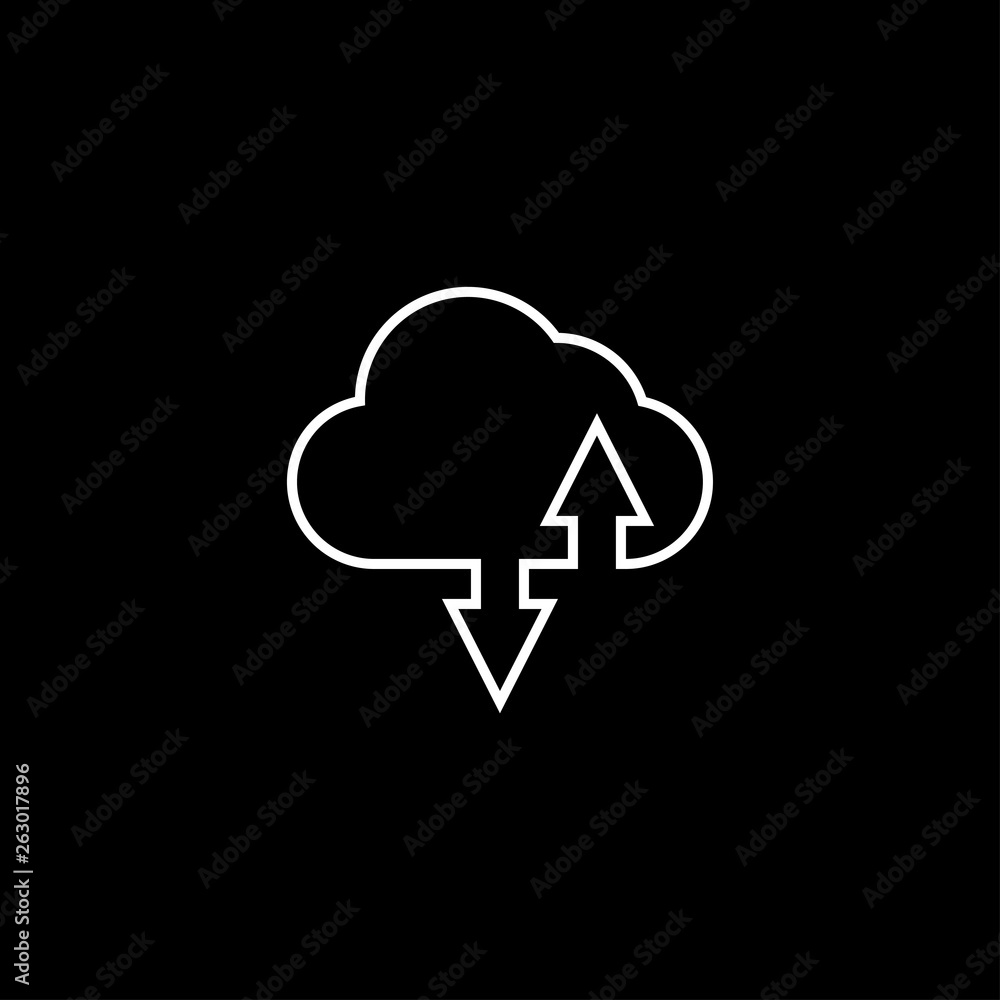 Cloud storage with up arrow and down icon Cloud storage with up arrow and down icon